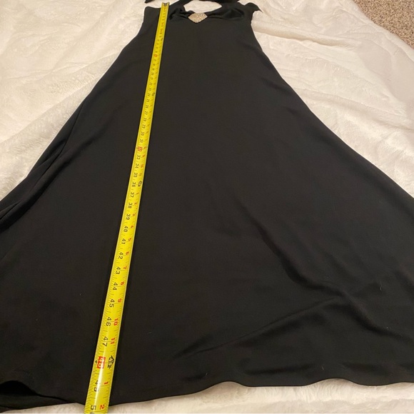 Black Halter Formal Gown with Diamond Rhinestones Y2K, Vintage - Picture 3 of 16